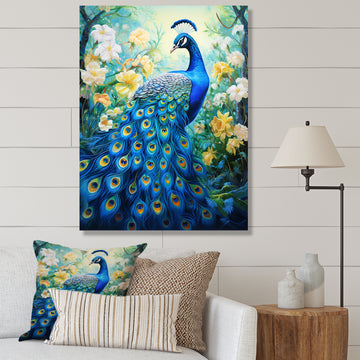 Teal Peacock Symbolist - Peacock Wall Art Prints
